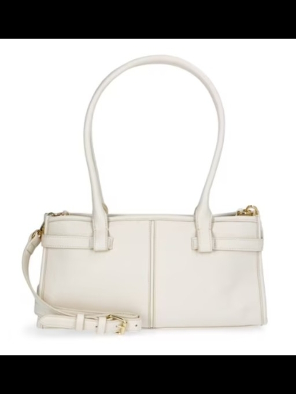 Classic Cream Leather Shoulder Bag - Elegant Everyday Tote